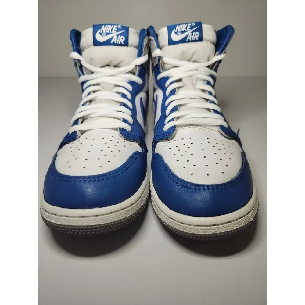 Nike Jordan Kids' 1 High Blue White Sz 5.5Y Leather Athletic Sneaker